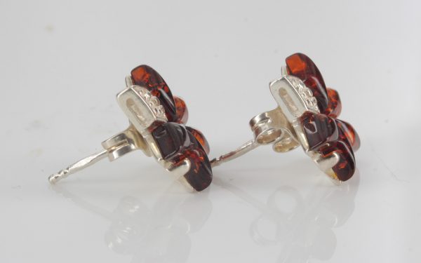 Modern Unusual German Baltic Amber Handmade Stud Earrings 925 Silver ST0069 RRP£35!!!