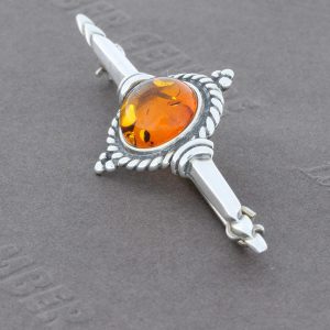 Amber Brooch German Baltic Amber 925 silver unique handmade - BD0114 RRP£40!!!