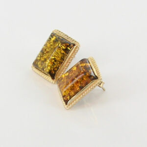 Italian Made Large German Green Baltic Amber Studs 9ct solid Gold GS0135G RRP £425!!!