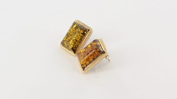 Italian Made Large German Green Baltic Amber Studs 9ct solid Gold GS0135G RRP £425!!!