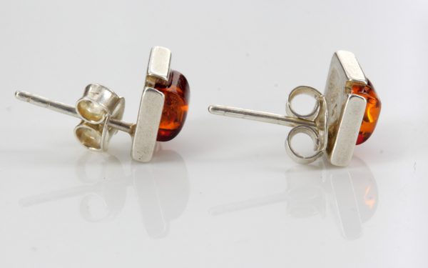 Modern German Baltic Amber Handmade Stud Earrings 925 Silver ST0063 RRP£17!!!