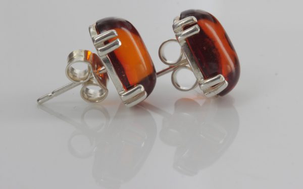 GERMAN BALTIC AMBER CLASSIC HANDMADE STUD EARRINGS 925 SILVER ST0059 RRP£25!!!