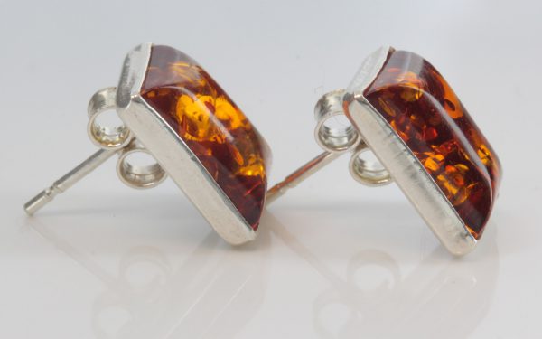 GERMAN BALTIC AMBER HANDMADE MODERN STUD EARRINGS 925 SILVER ST0053 RRP£29!!!