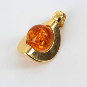 Italian Handmade 18ct solid Gold Modern Pendant German Baltic Amber GP0992 RRP £275!!!