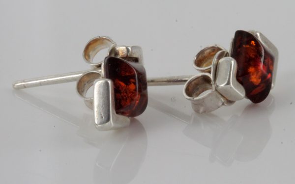 Classic German Baltic Amber Handmade Stud Earrings 925 Silver Stud ST0023 RRP£12!!!