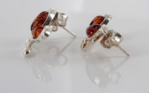 Unique German Baltic Amber Handmade Stud Earrings 925 Silver ST0027 RRP£30!!!