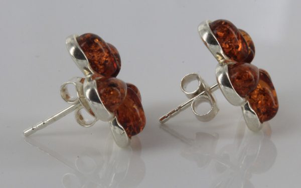 Elegant German Baltic Amber Handmade Stud Earrings 925 Silver ST0024 RRP£28!!!