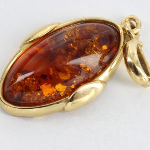 Italian Hand Made German Baltic Amber Pendant in 18ct solid Gold GP0994 RRP£525!!!