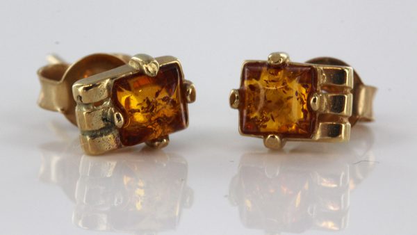 Italian Made German Baltic Amber Stud Earrings In 9ct Gold GS0074 RRP £125!!!