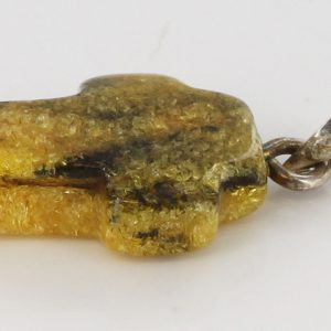 Unique Green/Butterscotch Baltic Amber Cross Pendant with Silver Loop PE0115 RRP 20!!!