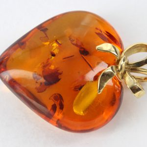 Italian Hanmade Unique 18ct solid Gold German Amber Heart Shaped LOVE Pendant GP0993 RRP£425!!!