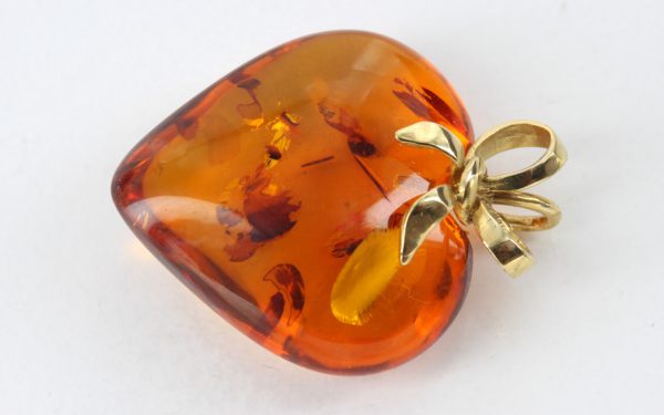 Italian Hanmade Unique 18ct solid Gold German Amber Heart Shaped LOVE Pendant GP0993 RRP£425!!!