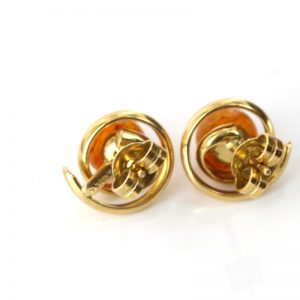 Italian Hand Made German Genuine Baltic Amber 18ct solid Gold Studs GS0996 RRP£520!!!