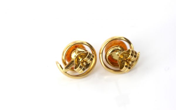 Italian Hand Made German Genuine Baltic Amber 18ct solid Gold Studs GS0996 RRP£520!!!