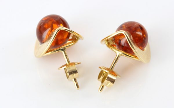 Italian Hand Made German Genuine Baltic Amber 18ct Gold Studs GS0992 RRP£895!!!