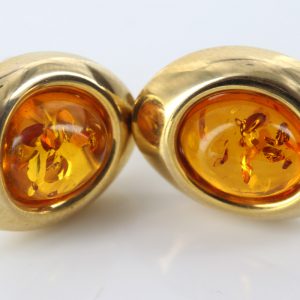 Italian Made Genuine German Baltic Amber 18ct Gold Studs GS0998 RRP£800!!!