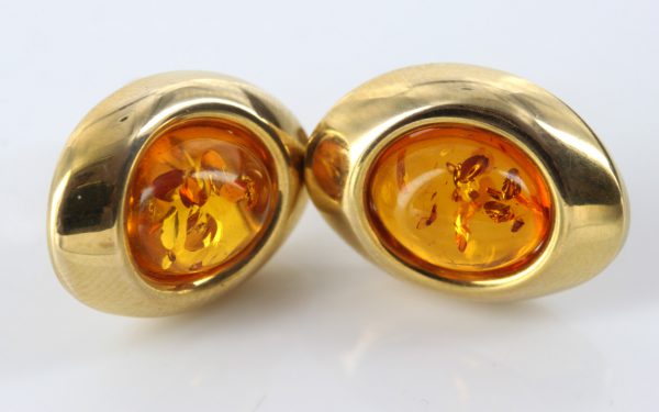 Italian Made Genuine German Baltic Amber 18ct Gold Studs GS0998 RRP£800!!!