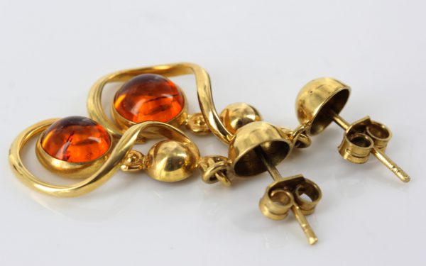 Italian Made Genuine German Baltic Amber in 18ct Gold Earrings GE0141 RRP£850!!!