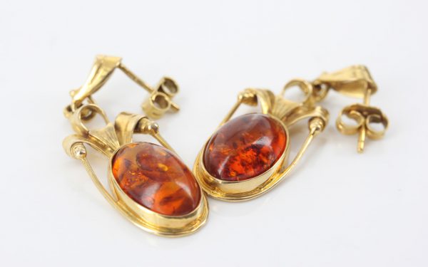 Italian Made Genuine Baltic Amber 18ct Gold Earrings GE0143 RRP£950!!!