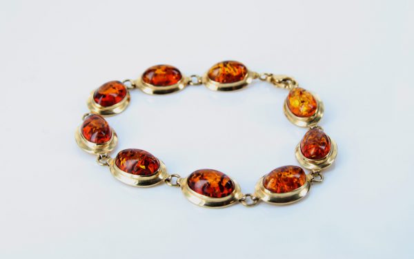 ITALIAN MADE UNIQUE GERMAN BALTIC AMBER BRACELET IN 18CT solid GOLD -GBR101 RRP£2450!!!