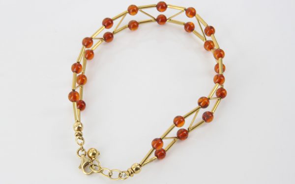 ITALIAN MADE UNIQUE GERMAN BALTIC AMBER BRACELET IN 18CT solid GOLD -GBR102 RRP£1450!!!