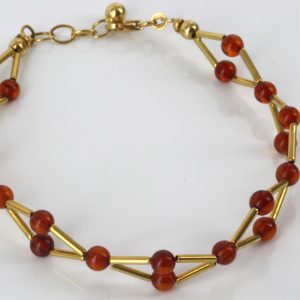 ITALIAN MADE UNIQUE GERMAN BALTIC AMBER BRACELET IN 18CT solid GOLD -GBR103 RRP£1000!!!