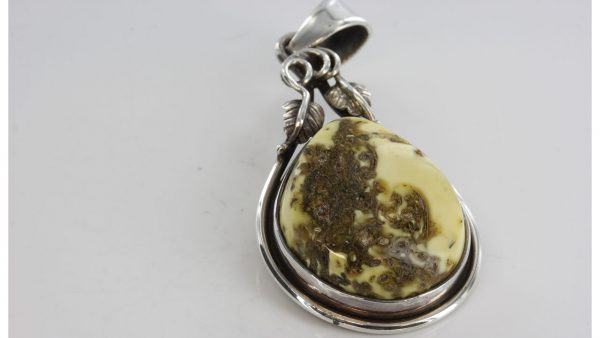 GERMAN UNIQUE BALTIC AMBER PENDANT WITH INCLUSIONS 925 SILVER- PE0100 RRP£169!!