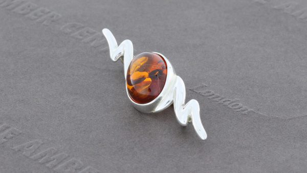 Amber Brooch German Baltic Amber 925 silver unique handmade - BD0112 RRP£35!!!