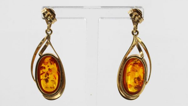 Italian Hand Made Elegant German Baltic Amber in 14ct Gold Drop Earrings GE0380 RRP£800!!!