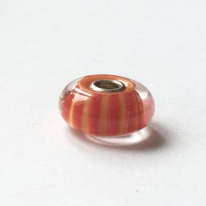 Genuine Trollbeads Murano Glass Charm Peach Stripe 61452 RRP 30!!!