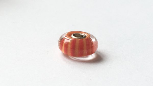 Genuine Trollbeads Murano Glass Charm Peach Stripe 61452 RRP 30!!!