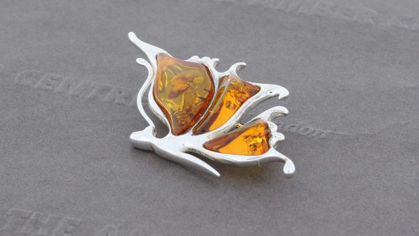 Baltic Amber Brooch butterfly shaped 925 silver handmade - BD0111 RRP£65!!!