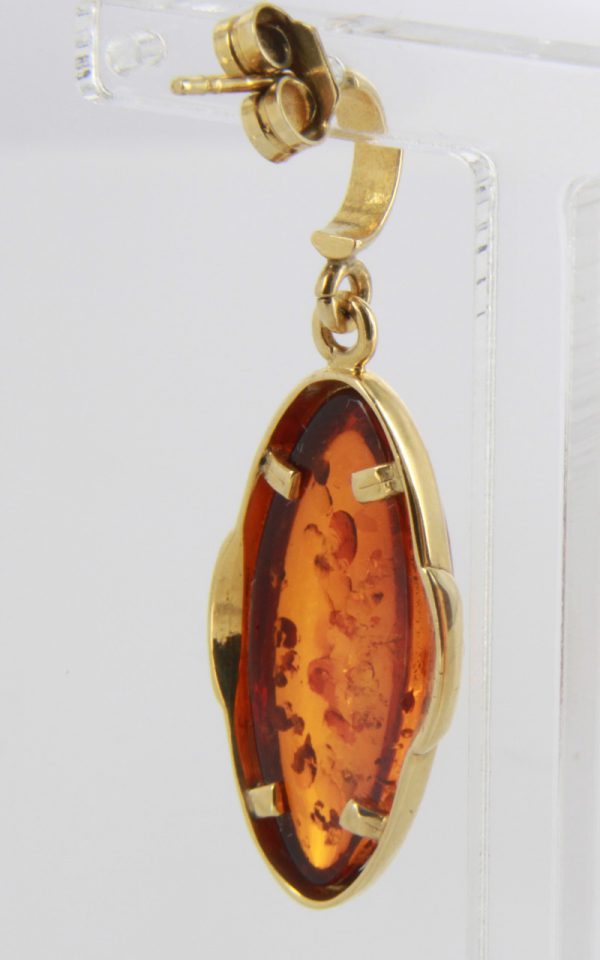 Italian Hand Made 18ct solid Gold Earrings with German Baltic Amber GE0146 RRP£1000!!!