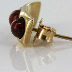 ITALIAN MADE GERMAN BALTIC AMBER STUD EARRINGS IN 9CT GOLD GS0130 RRP£175!!!