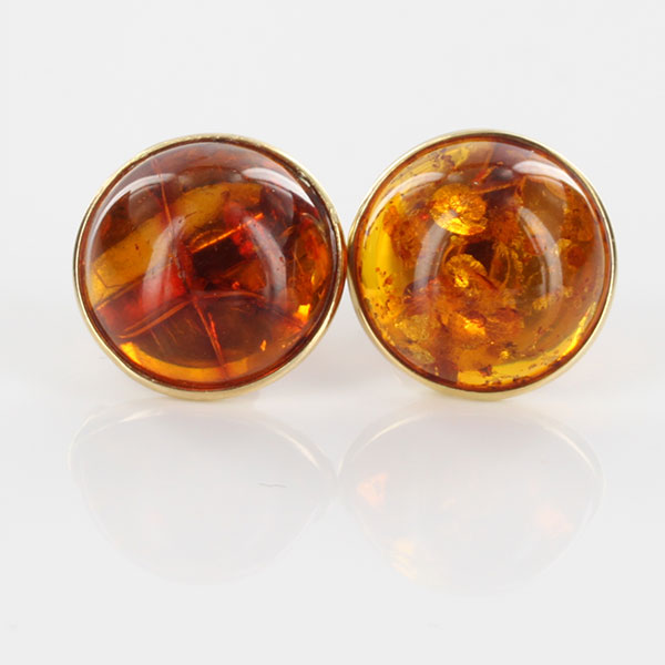 Italian Hand Made Elegant German Baltic Amber Stud Earrings In 14ct Gold GS0559 RRP£495!!!