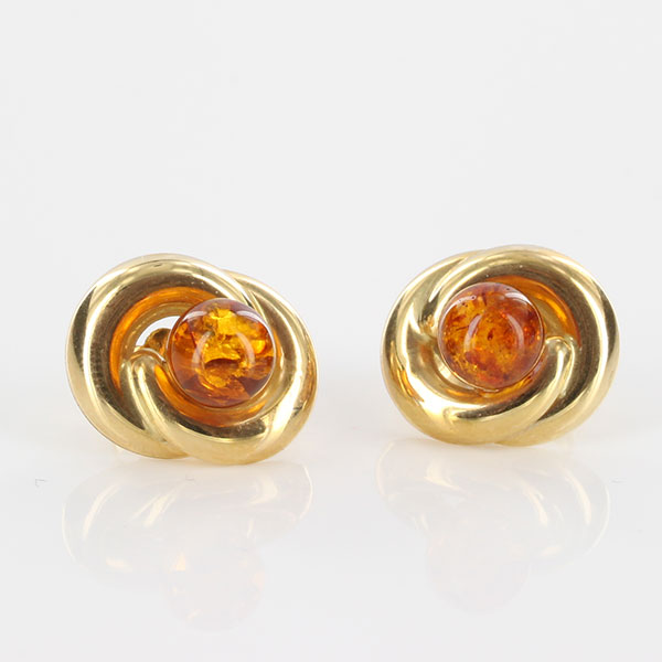 Italian Hand Made Unique German Baltic Amber Stud Earrings In 14ct Gold GS0747 RRP£525!!!