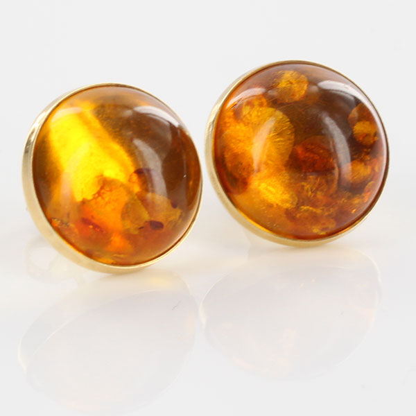 Italian Handmade German Baltic Amber Stud Earrings In 14ct Solid Gold GS0745 RRP£650!!!