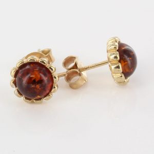 Italian Made Unique German Baltic Amber Studs In 9ct Solid Gold GS0040 RRP£175!!!