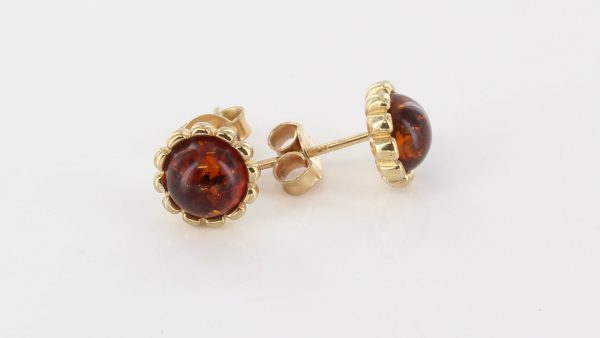 Italian Made Unique German Baltic Amber Studs In 9ct Solid Gold GS0040 RRP£175!!!