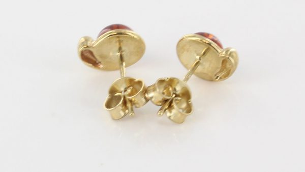 Italian Made German Baltic Amber Stud Earrings In 9ct solid Gold GS0072 RRP£145!!!