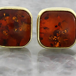 Italian Made Exquisite Large German Baltic Amber Studs 9ct Solid Gold GS0095 RRP£375!!!