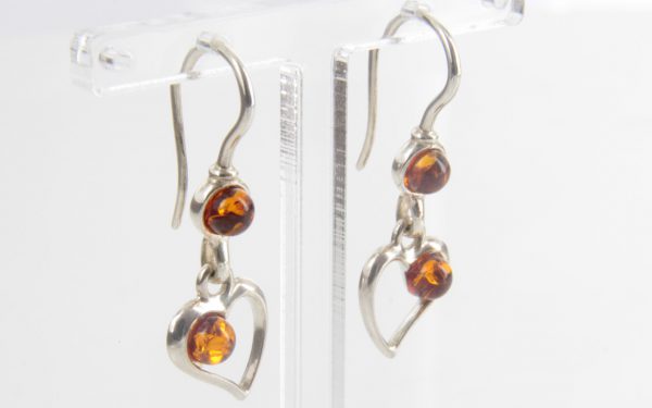 GERMAN BALTIC AMBER HANDMADE HEART EARRINGS 925 SILVER E0042 RRP£25!!!