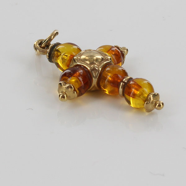 Italian Handmade Unique German Baltic Amber Cross Pendant In 9ct Gold GP0189 RRP£175!!!