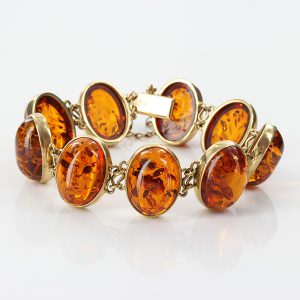 Italian Made Large Unique German Baltic Amber Bracelet In 9ct Gold GBR097 RRP£3500!!!
