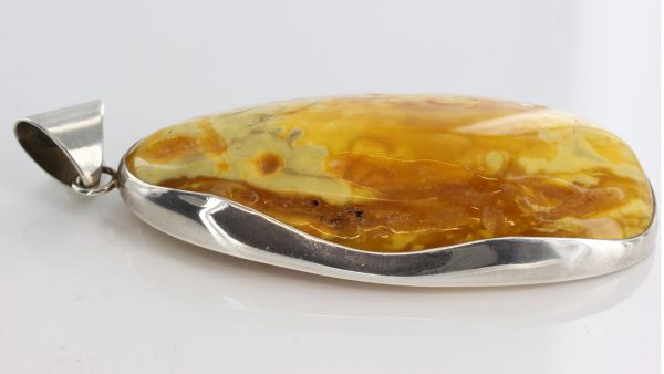 GERMAN BUTTERSCOTCH ANTIQUE BALTIC AMBER PENDANT 925 SILVER-PE0105 RRP£800!!!