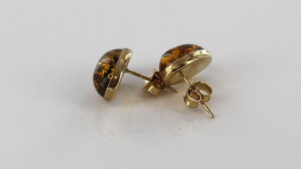 Italian Made Unique Green German Baltic Amber Studs 9ct Solid Gold GS0023G RRP £225!!!