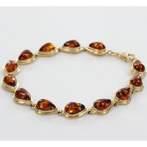 ITALIAN HANDMADE GERMAN BALTIC AMBER BRACELET IN 9CT solid GOLD GBR025-RRP£950!!!