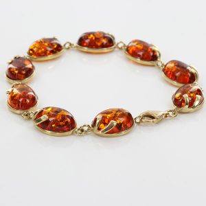 ITALIAN HANDMADE GERMAN BALTIC AMBER BRACELET IN 9CT solid GOLD GBR063-RRP£1000!!!