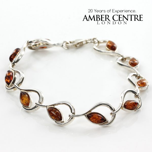 Italian Style German Baltic Amber Elegant Bracelet 925 Sterling Silver BR046 RRP£120!!!