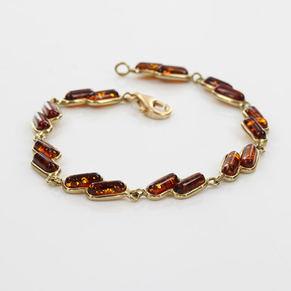 ITALIAN HANDMADE GERMAN BALTIC AMBER BRACELET IN 9CT Solid GOLD GBR057-RRP£500!!!